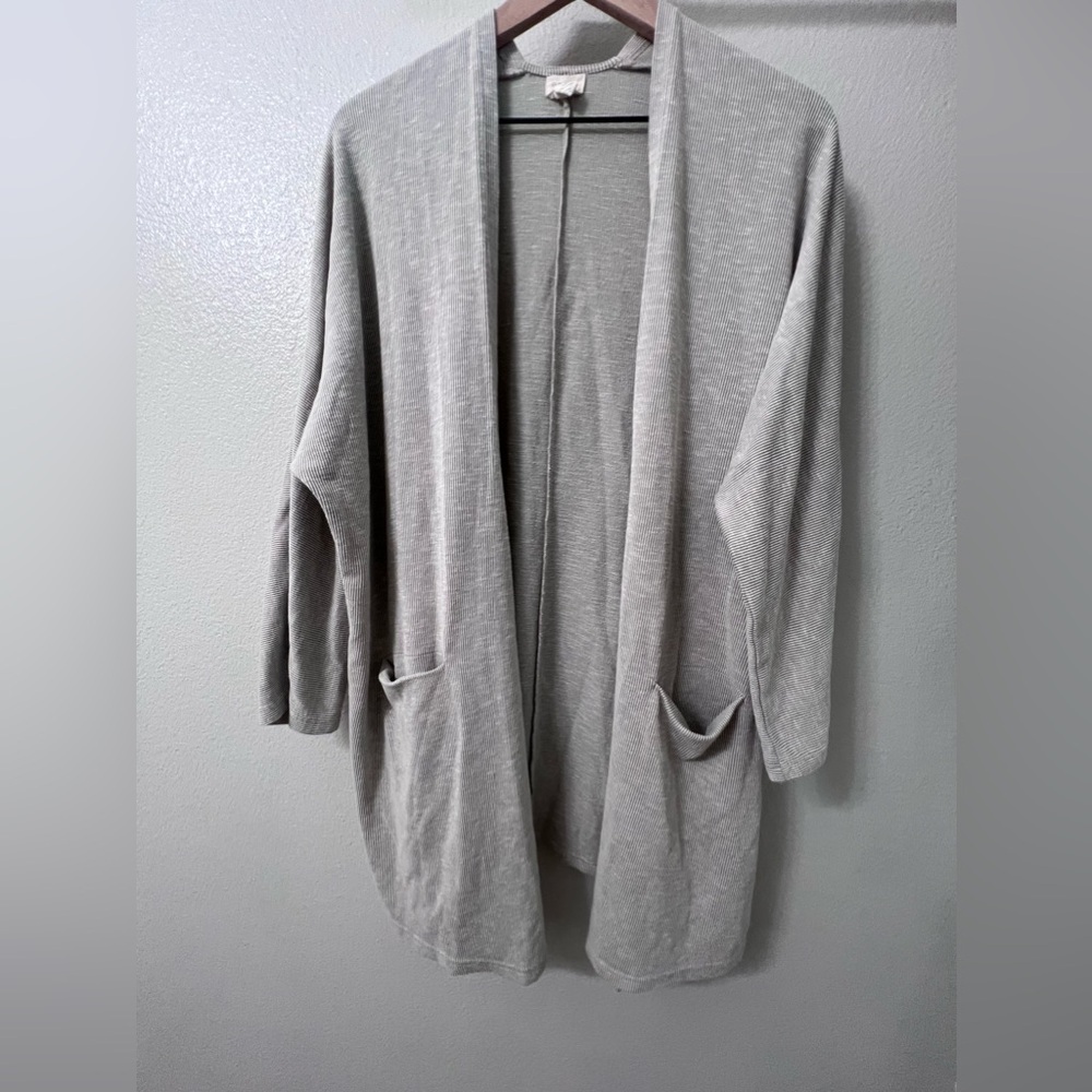 Donni Sandwash Open Ribbed Cardigan with Pockets-One Size Fits All
